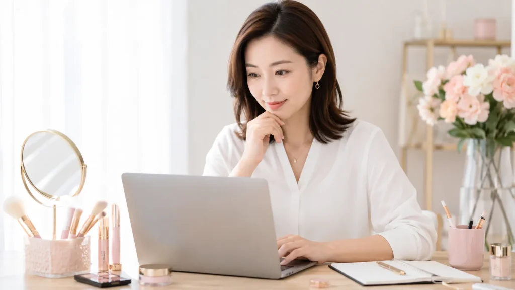公式サイトで花西子の色展開や販売条件を確認するイメージ