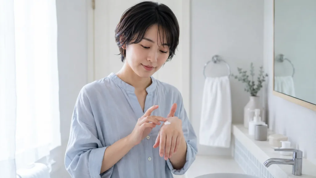 クレンジングクリームの使用感を確認するイメージ