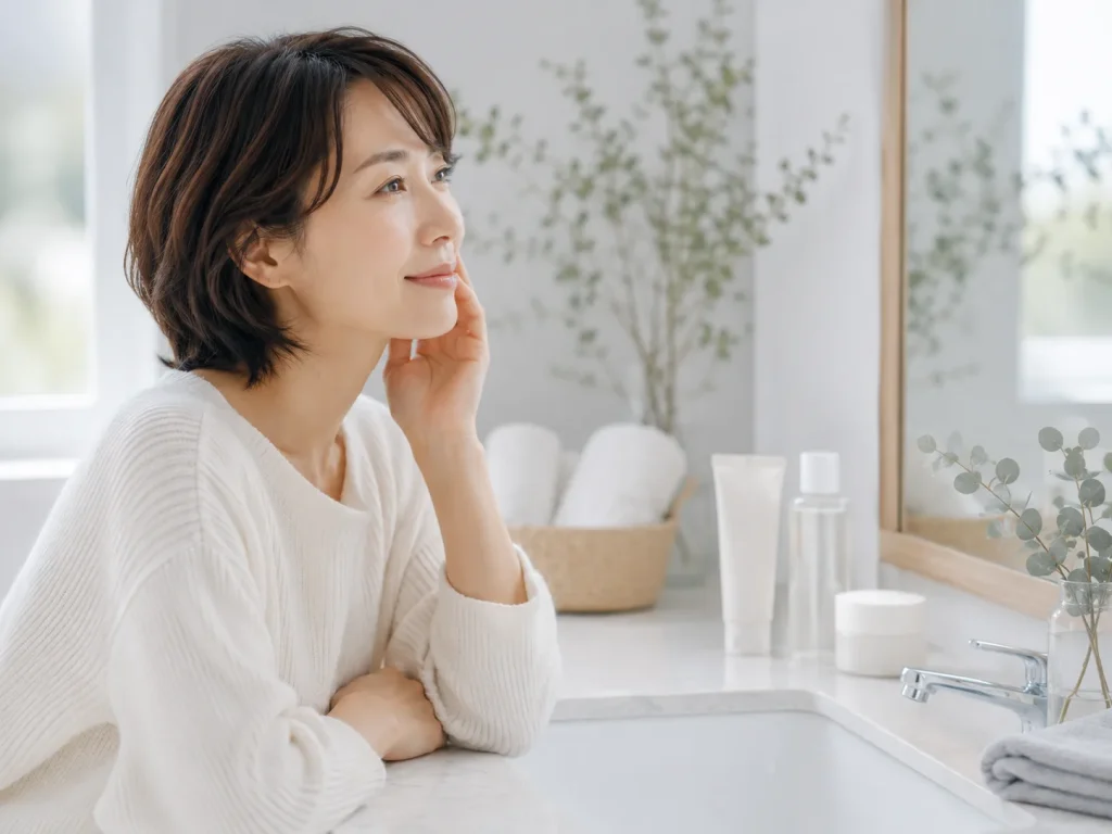 乾燥ケアを意識した清潔感のある洗面台イメージ