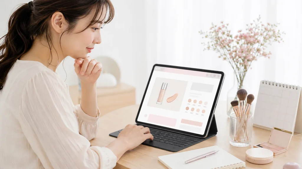 公式サイトで色味や販売条件を確認するイメージ