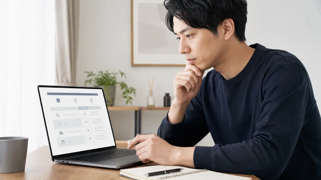 メンズBBクリームの価格や定期便条件を公式サイトで確認する男性