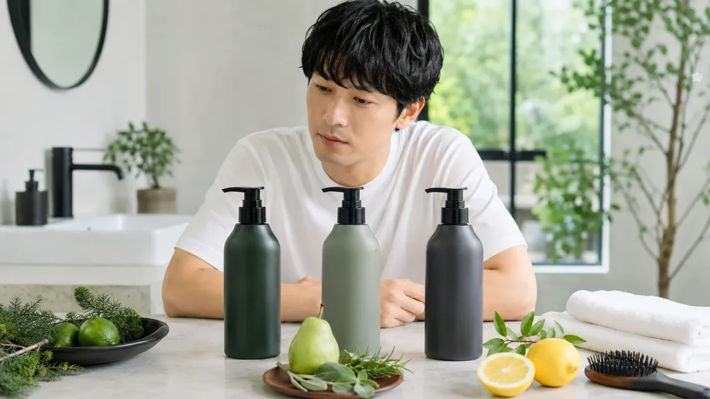 3種類のメンズシャンプーを目的別に比較する男性