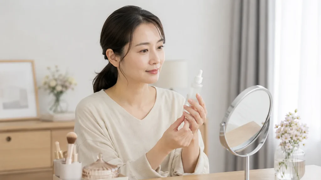 美容液のテクスチャーや使いやすさを確認するイメージ