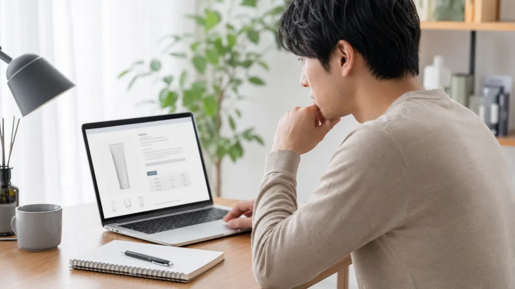 メンズ洗顔料の価格や定期購入条件を公式サイトで確認する男性